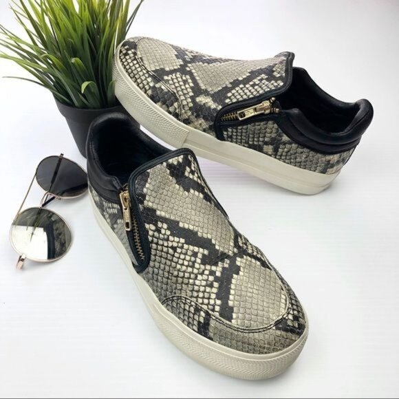 Ash Jordy black and gray Snake-Print leather platform Sneakers 6.5 - Picture 1 of 9